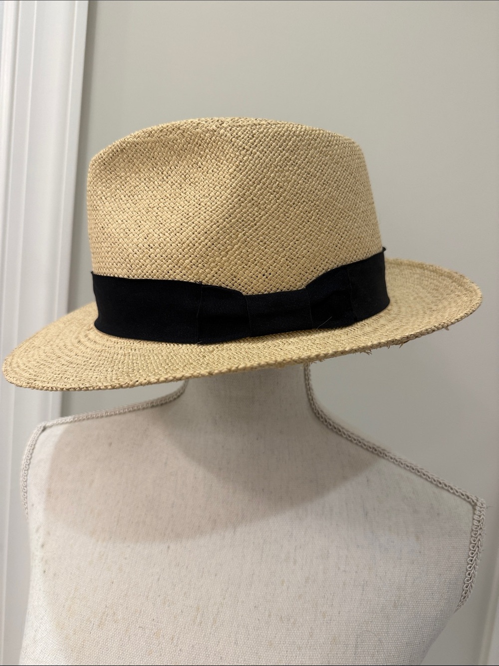 Straw Panama Hat with Black Band - Unbranded - Picture 5 of 5